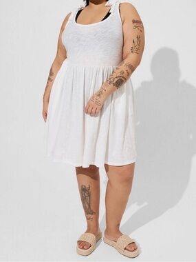 NWT Torrid Mini Cotton Slub Tie Shoulder Cover-Up Dress